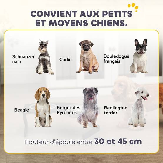 Gamelle chien surélevée avec support gamelle pour chien avec 2 bols en acier inoxydable de 1L 52,5 x 30 x 16,5 cm noir - Image 9
