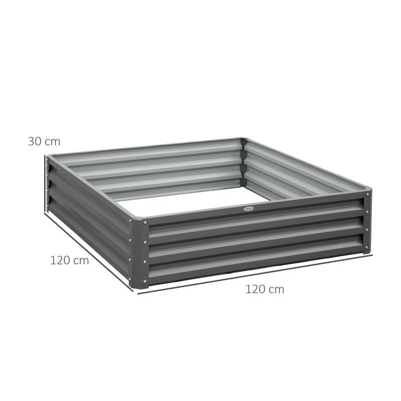 ComfortXL - Carré Potager Acier Galvanisé Jardin Terrasse Culture Légumes 120x120cm Gris - ComfortXL Outdoor Living - Image 3