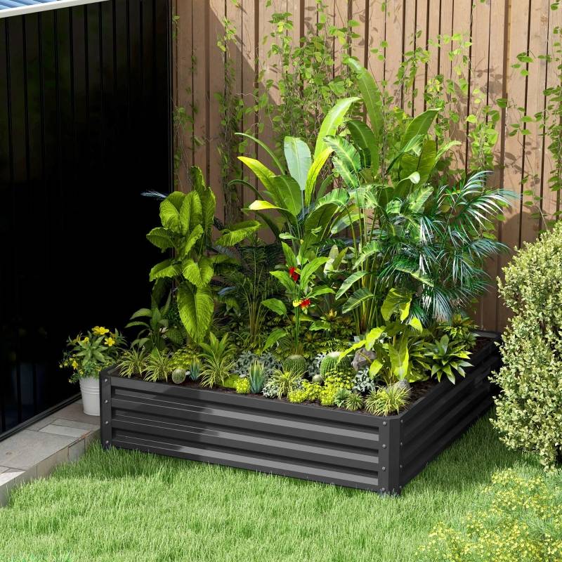 ComfortXL - Carré Potager Acier Galvanisé Jardin Terrasse Culture Légumes 120x120cm Gris - ComfortXL Outdoor Living - Image 7