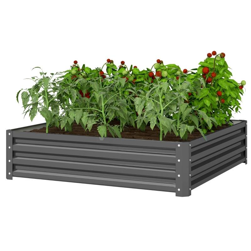 ComfortXL - Carré Potager Acier Galvanisé Jardin Terrasse Culture Légumes 120x120cm Gris - ComfortXL Outdoor Living - Image 2