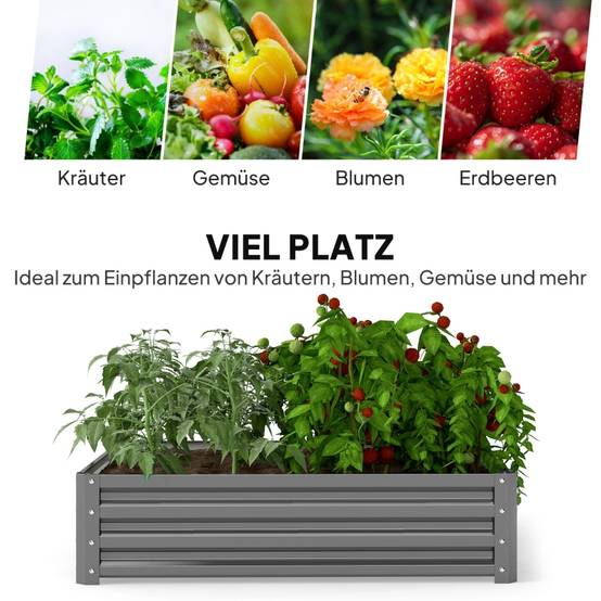 ComfortXL - Carré Potager Acier Galvanisé Jardin Terrasse Culture Légumes 120x120cm Gris - ComfortXL Outdoor Living - Image 4