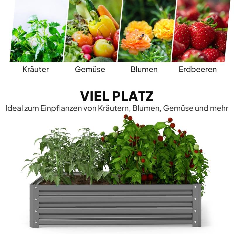 ComfortXL - Carré Potager Acier Galvanisé Jardin Terrasse Culture Légumes 120x120cm Gris - ComfortXL Outdoor Living - Image 4