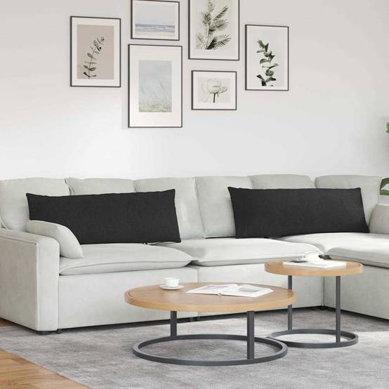 Coussins de Canapé (x2) Tissu Grand Format Déhoussable pour Salon Noir 120x40 cm – ComfortXL Outdoor Living - Image 1