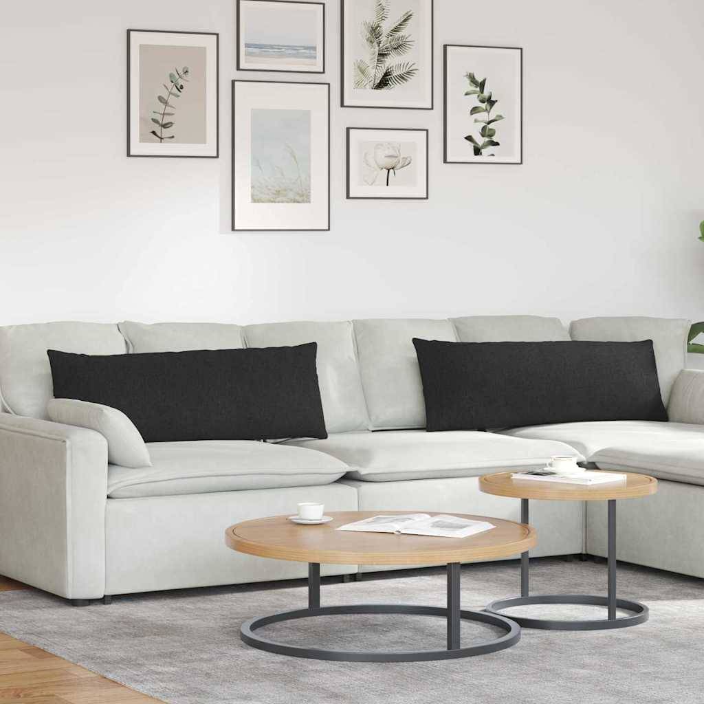 Coussins de Canapé (x2) Tissu Grand Format Déhoussable pour Salon Noir 120x40 cm – ComfortXL Outdoor Living - Image 1
