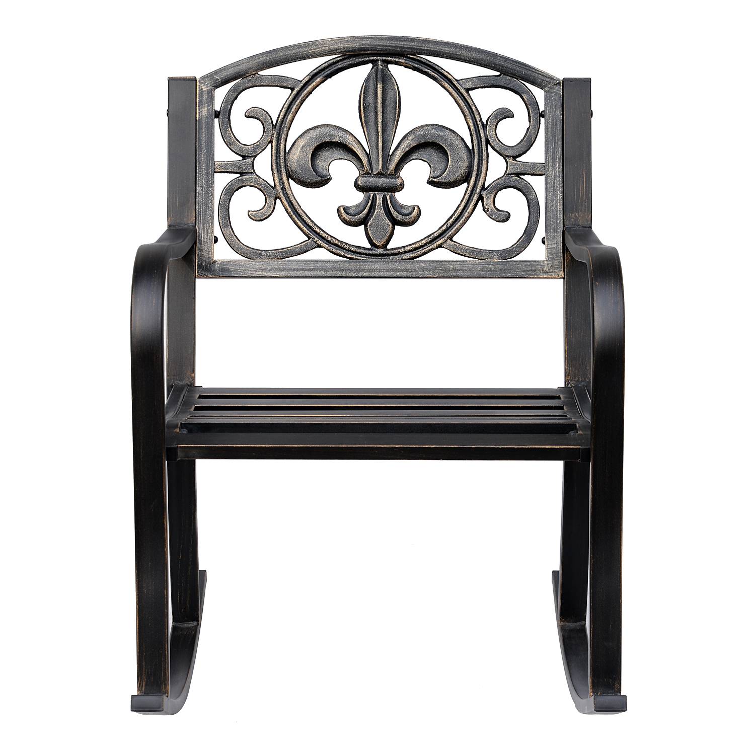 Fauteuil à bascule acier et fonte bronze 60 x 73 x 85 cm - PANGIVO - Image 2
