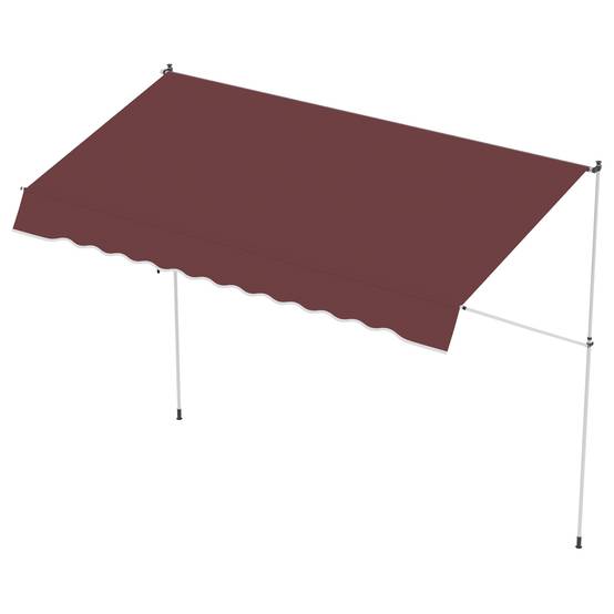 Store Banne Manuel Rétractable 3 x 1,5 m, Sans Perçage, Hauteur et Inclinaison Réglables, Aluminium et Polyester Anti-UV, Bordeaux - Image 2