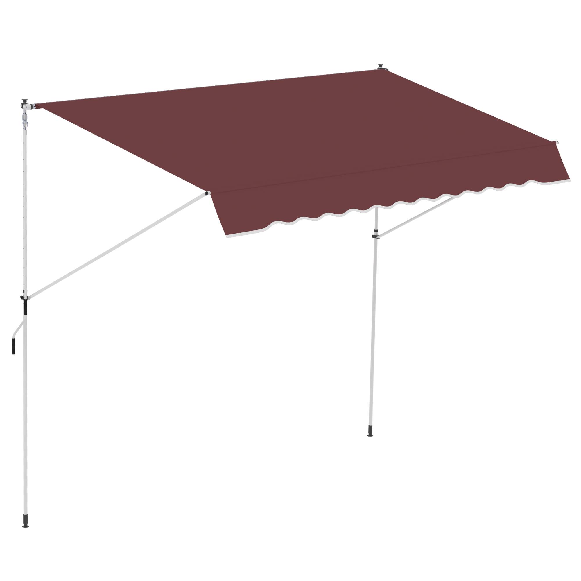 Store Banne Manuel Rétractable 3 x 1,5 m, Sans Perçage, Hauteur et Inclinaison Réglables, Aluminium et Polyester Anti-UV, Bordeaux - Image 1