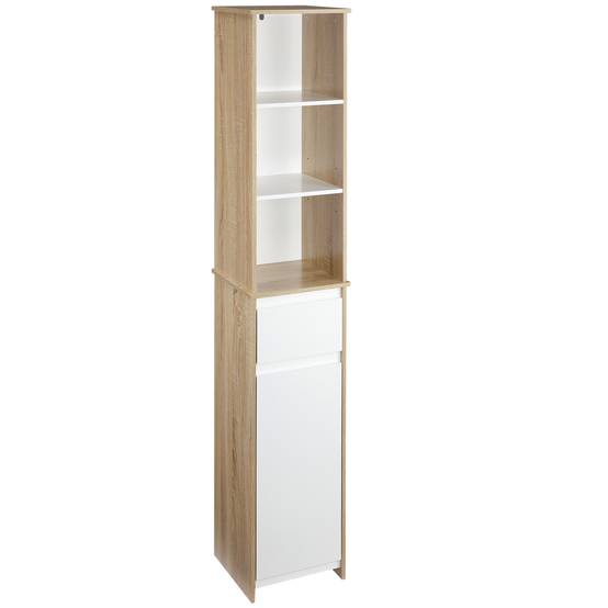 Meuble WC avec porte papier toilette 3 niveaux et distributeur intégré, rangement salle de bain compact noir moderne - Image 1
