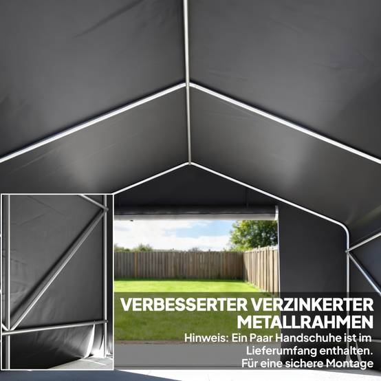 Abri de jardin portable, tente pour vélo, porte enroulable à fermeture éclair, cadre métallique, rangement polyvalent, gris foncé - Image 4