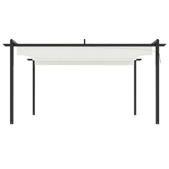 Grande Pergola Acier avec Toit Rétractable Tonnelle pour Jardin Fête Crème 4x3 m – ComfortXL Outdoor Living - Image 3