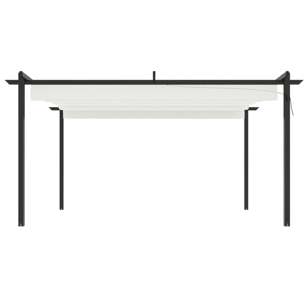 Grande Pergola Acier avec Toit Rétractable Tonnelle pour Jardin Fête Crème 4x3 m – ComfortXL Outdoor Living - Image 3