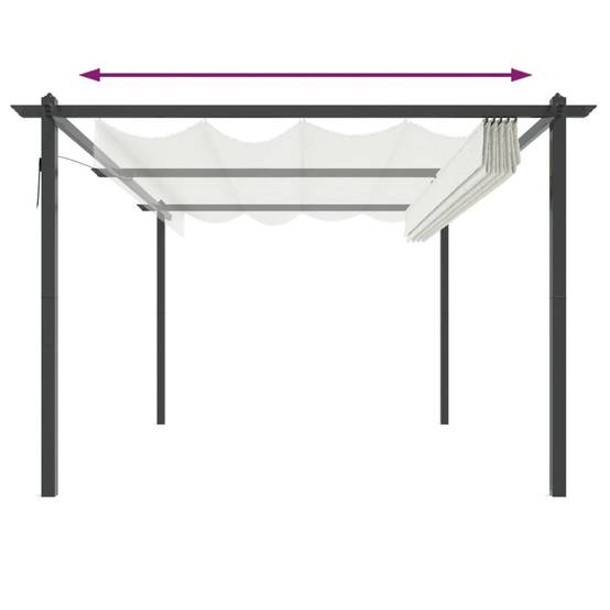 Grande Pergola Acier avec Toit Rétractable Tonnelle pour Jardin Fête Crème 4x3 m – ComfortXL Outdoor Living - Image 5