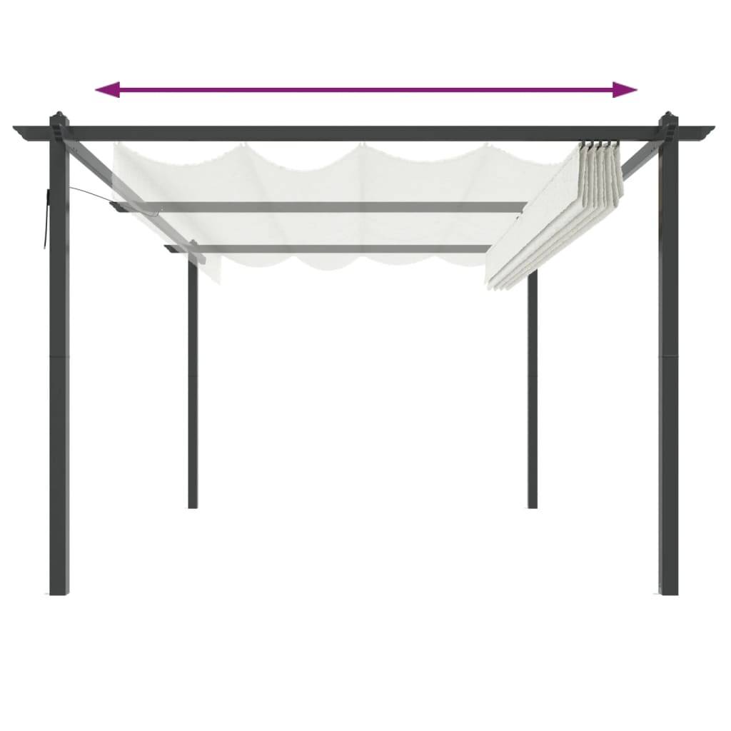 Grande Pergola Acier avec Toit Rétractable Tonnelle pour Jardin Fête Crème 4x3 m – ComfortXL Outdoor Living - Image 5
