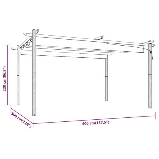 Grande Pergola Acier avec Toit Rétractable Tonnelle pour Jardin Fête Crème 4x3 m – ComfortXL Outdoor Living - Image 8