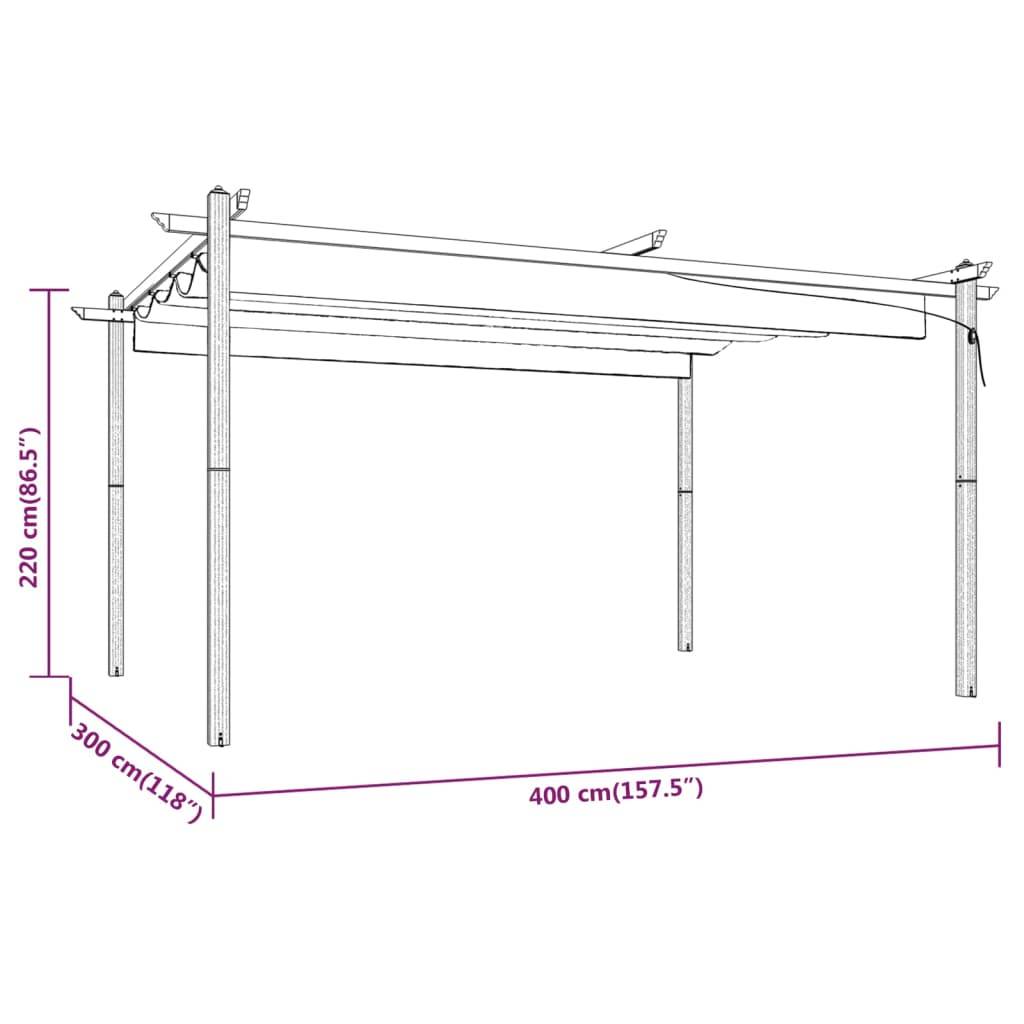 Grande Pergola Acier avec Toit Rétractable Tonnelle pour Jardin Fête Crème 4x3 m – ComfortXL Outdoor Living - Image 8