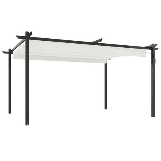 Grande Pergola Acier avec Toit Rétractable Tonnelle pour Jardin Fête Crème 4x3 m – ComfortXL Outdoor Living - Image 2