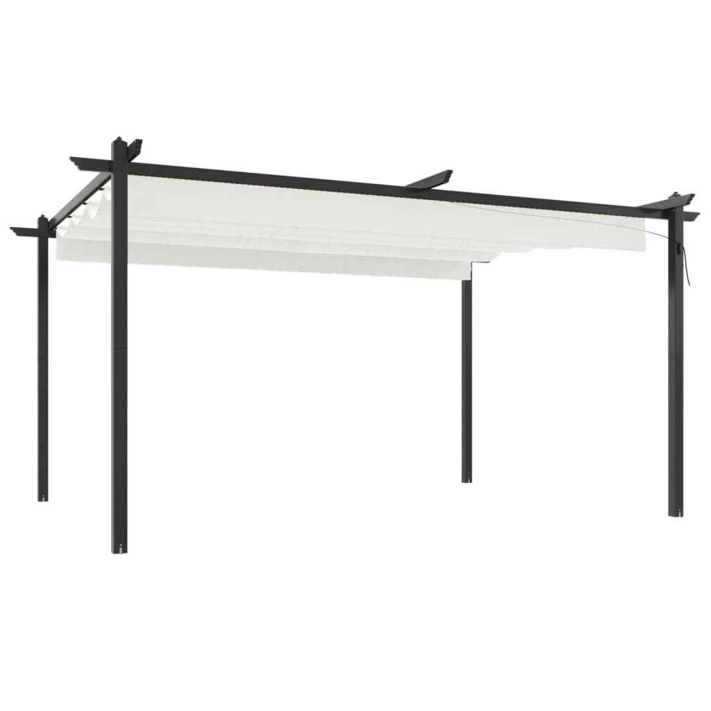 Grande Pergola Acier avec Toit Rétractable Tonnelle pour Jardin Fête Crème 4x3 m – ComfortXL Outdoor Living - Image 2