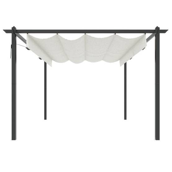 Grande Pergola Acier avec Toit Rétractable Tonnelle pour Jardin Fête Crème 4x3 m – ComfortXL Outdoor Living - Image 4