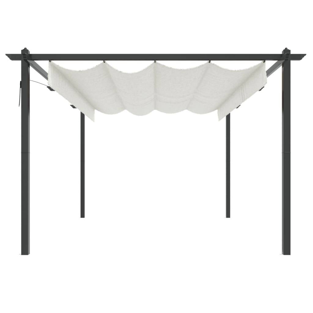 Grande Pergola Acier avec Toit Rétractable Tonnelle pour Jardin Fête Crème 4x3 m – ComfortXL Outdoor Living - Image 4