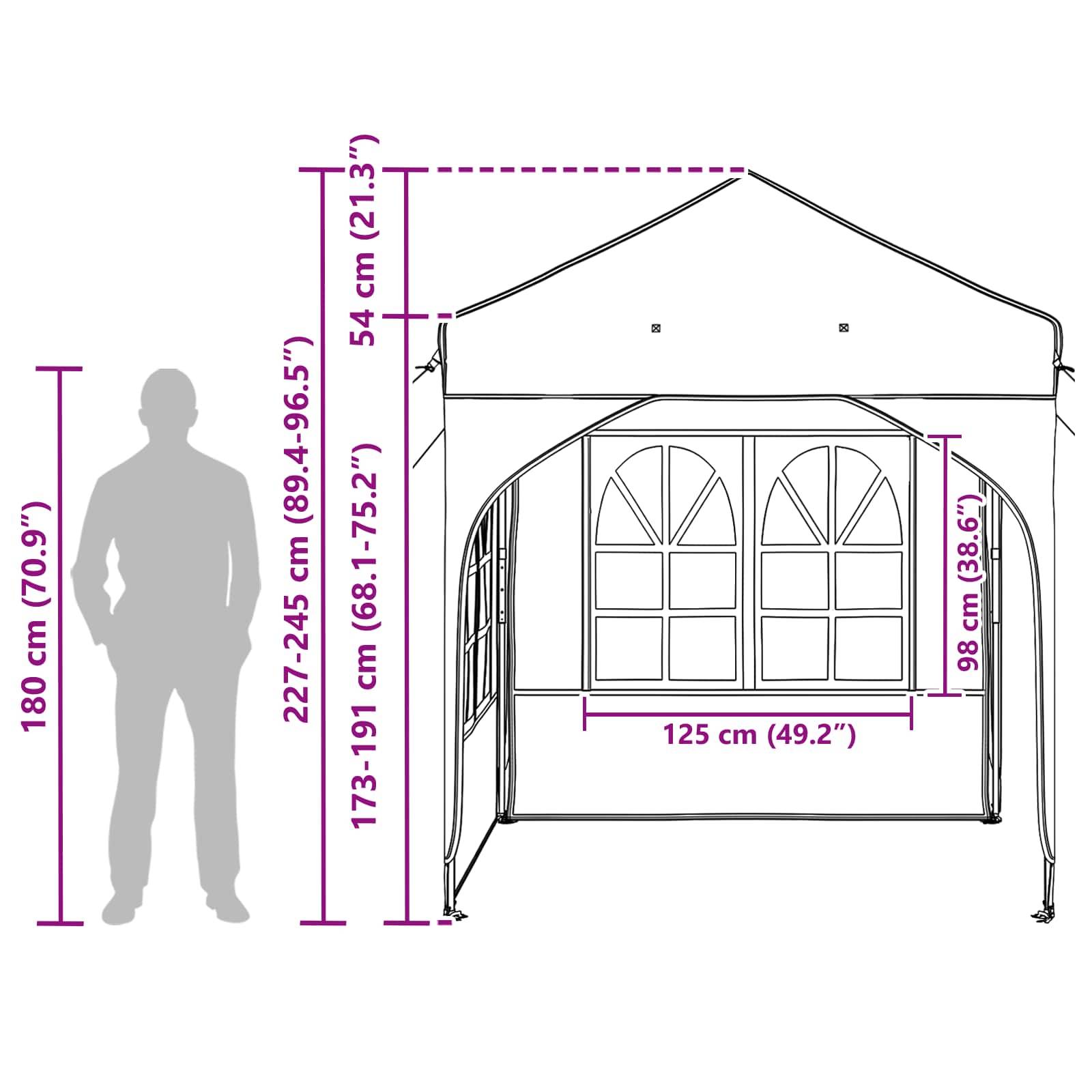 ComfortXL - Tente de réception pliable pop-up métal extérieur 2 parois 192x192 Noir - ComfortXL Outdoor Living - Image 10