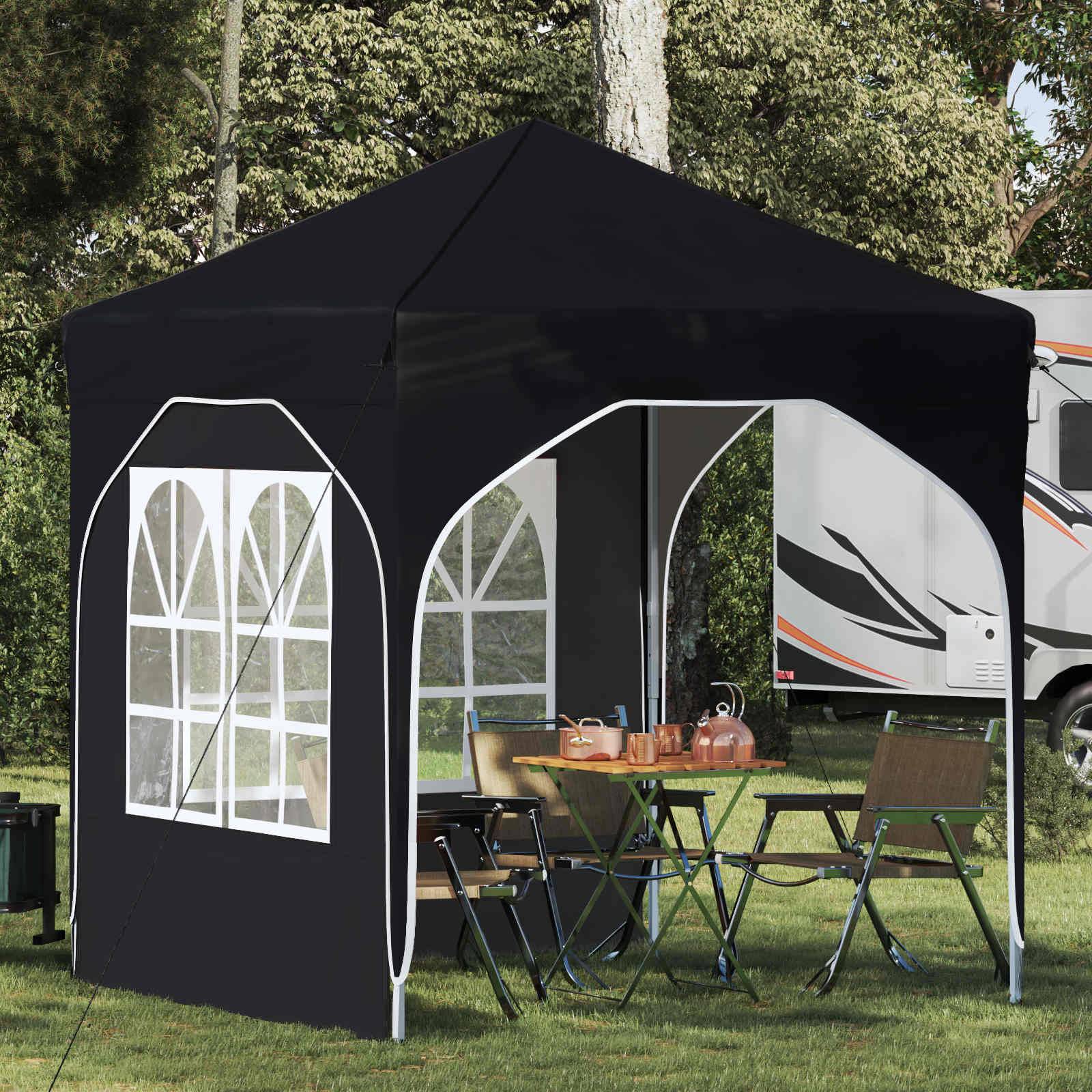 ComfortXL - Tente de réception pliable pop-up métal extérieur 2 parois 192x192 Noir - ComfortXL Outdoor Living - Image 1