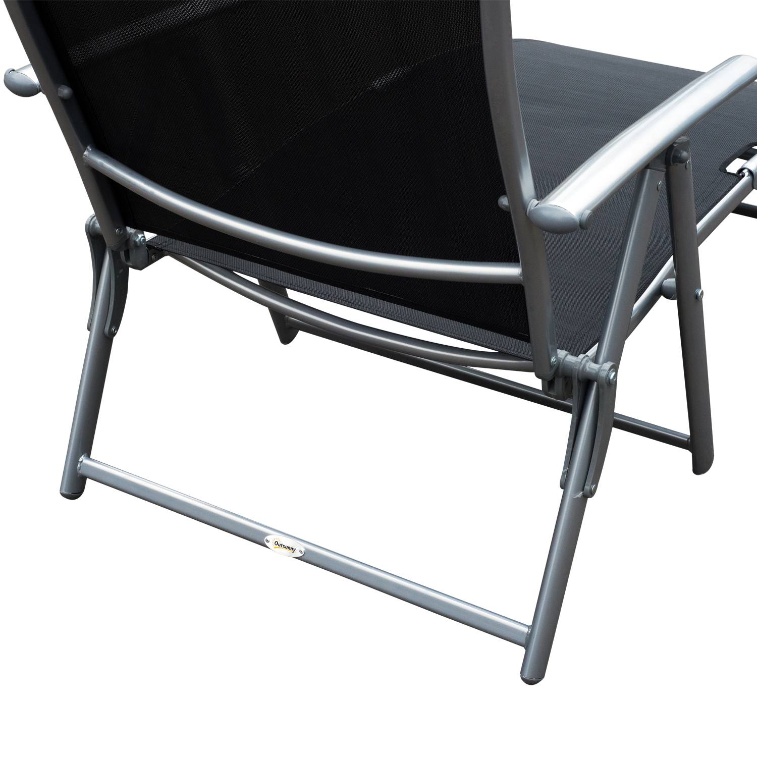 Outsunny - Bain de soleil pliable dossier inclinable multi-positions têtière fournie métal époxy textilène noir - Outsunny - Image 9