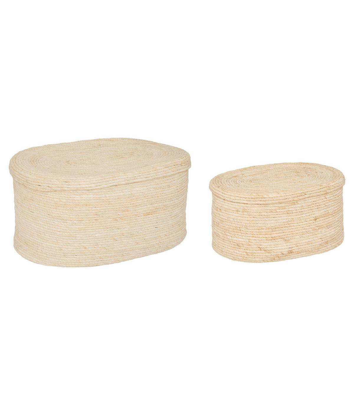 Lot de 2 Paniers de rangement tressés Beige - Image 1