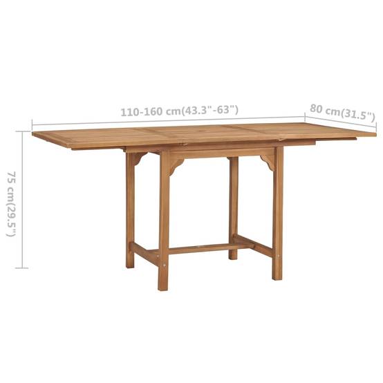 PANGIVO - Table extensible de jardin Teck solide 110-160 x 80 x 75 cm - PANGIVO - Image 9