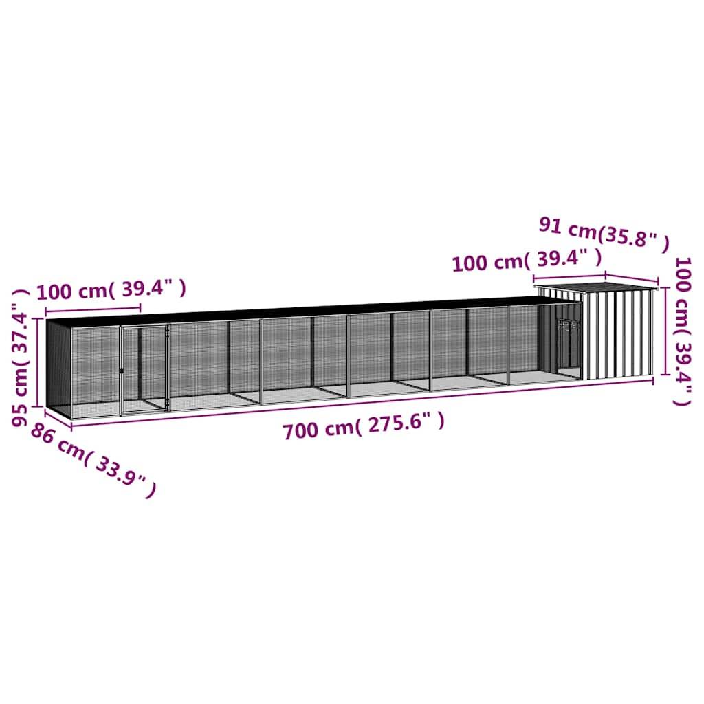 Vidaxl - Cage pour poules Gris 700x91x100 cm Acier galvanisé vidaXL 3106464 - Image 6