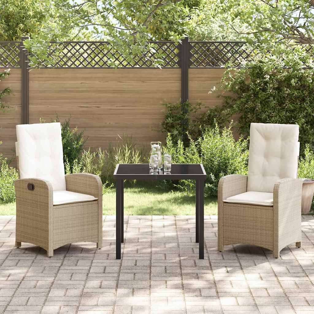 Ensemble de salle à manger pour jardin 3 pcs | Mobilier d'extérieur Beige polyrotin Maison Chic - Image 4