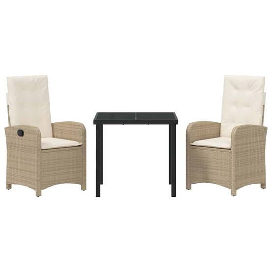 Ensemble de salle à manger pour jardin 3 pcs | Mobilier d'extérieur Beige polyrotin Maison Chic - Image 7