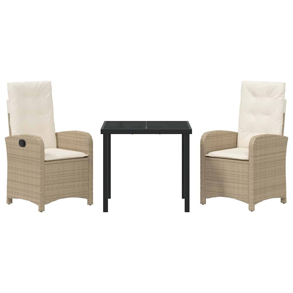 Ensemble de salle à manger pour jardin 3 pcs | Mobilier d'extérieur Beige polyrotin Maison Chic - Image 7