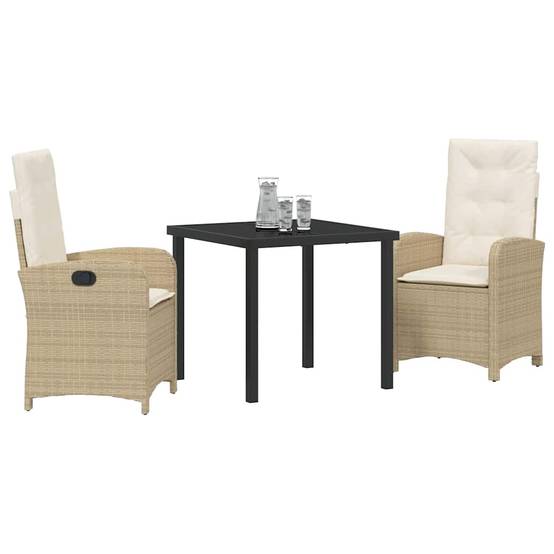 Ensemble de salle à manger pour jardin 3 pcs | Mobilier d'extérieur Beige polyrotin Maison Chic - Image 3