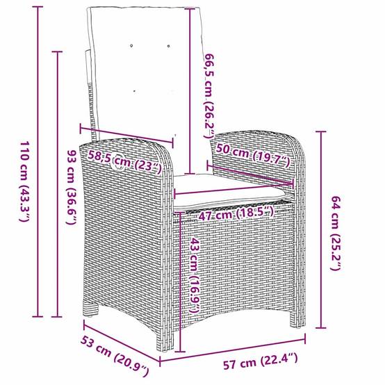 Ensemble de salle à manger pour jardin 3 pcs | Mobilier d'extérieur Beige polyrotin Maison Chic - Image 8
