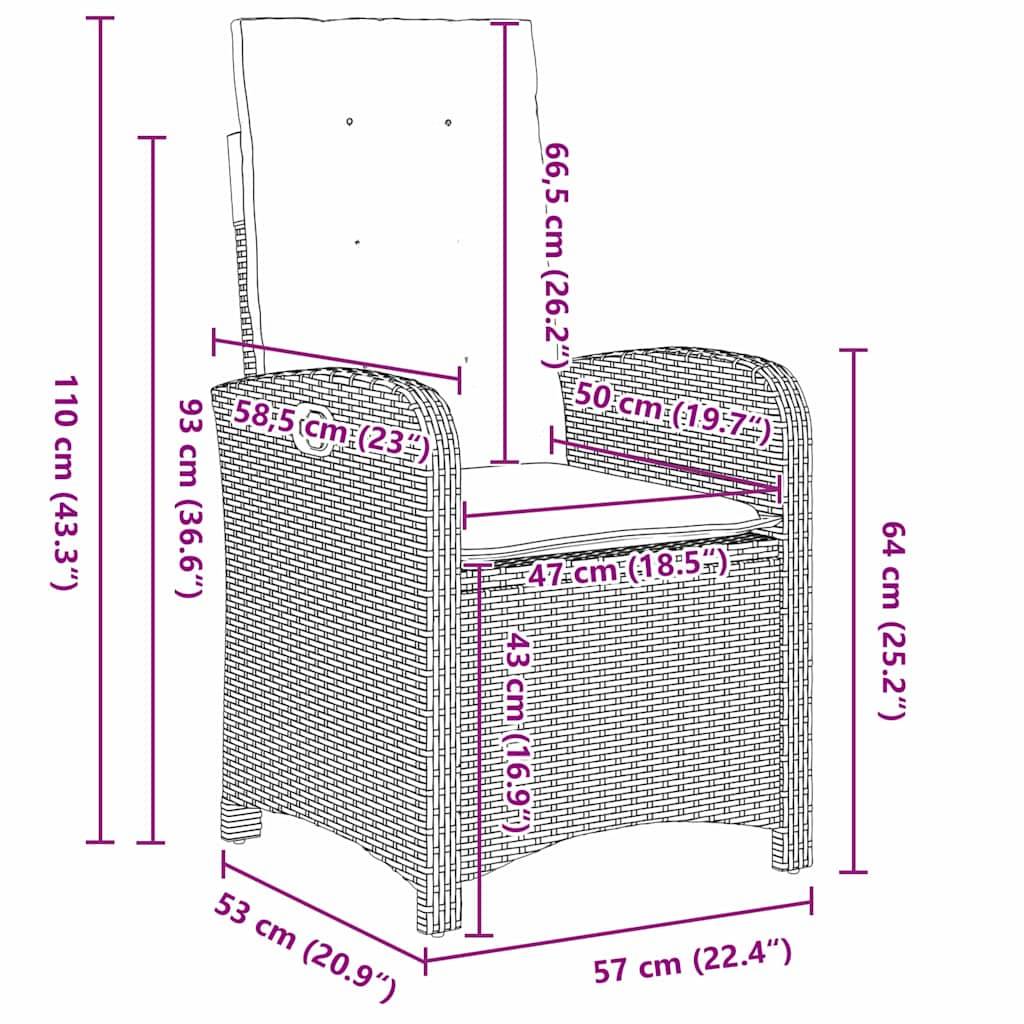 Ensemble de salle à manger pour jardin 3 pcs | Mobilier d'extérieur Beige polyrotin Maison Chic - Image 8