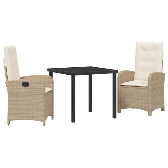 Ensemble de salle à manger pour jardin 3 pcs | Mobilier d'extérieur Beige polyrotin Maison Chic - Image 1