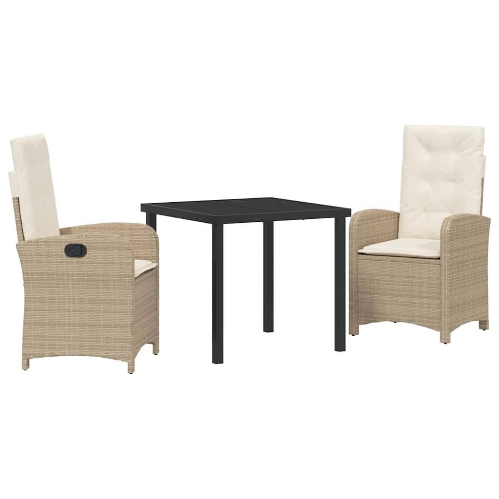 Ensemble de salle à manger pour jardin 3 pcs | Mobilier d'extérieur Beige polyrotin Maison Chic
