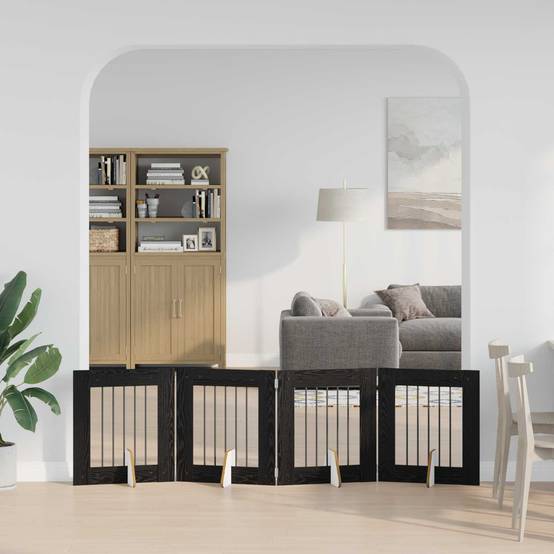 ComfortXL - Barrière et parc intérieur chien bois pliable ajustable 241 cm chêne noir - ComfortXL Outdoor Living - Image 1