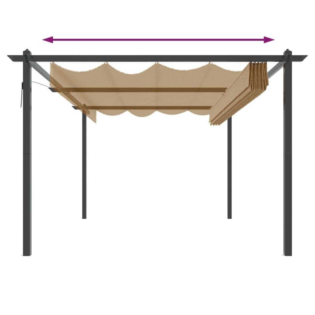 Pergola Acier avec Toit Ouvrant Rétractable Abri de Jardin Moderne Taupe 4x3 m – ComfortXL Outdoor Living - Image 5