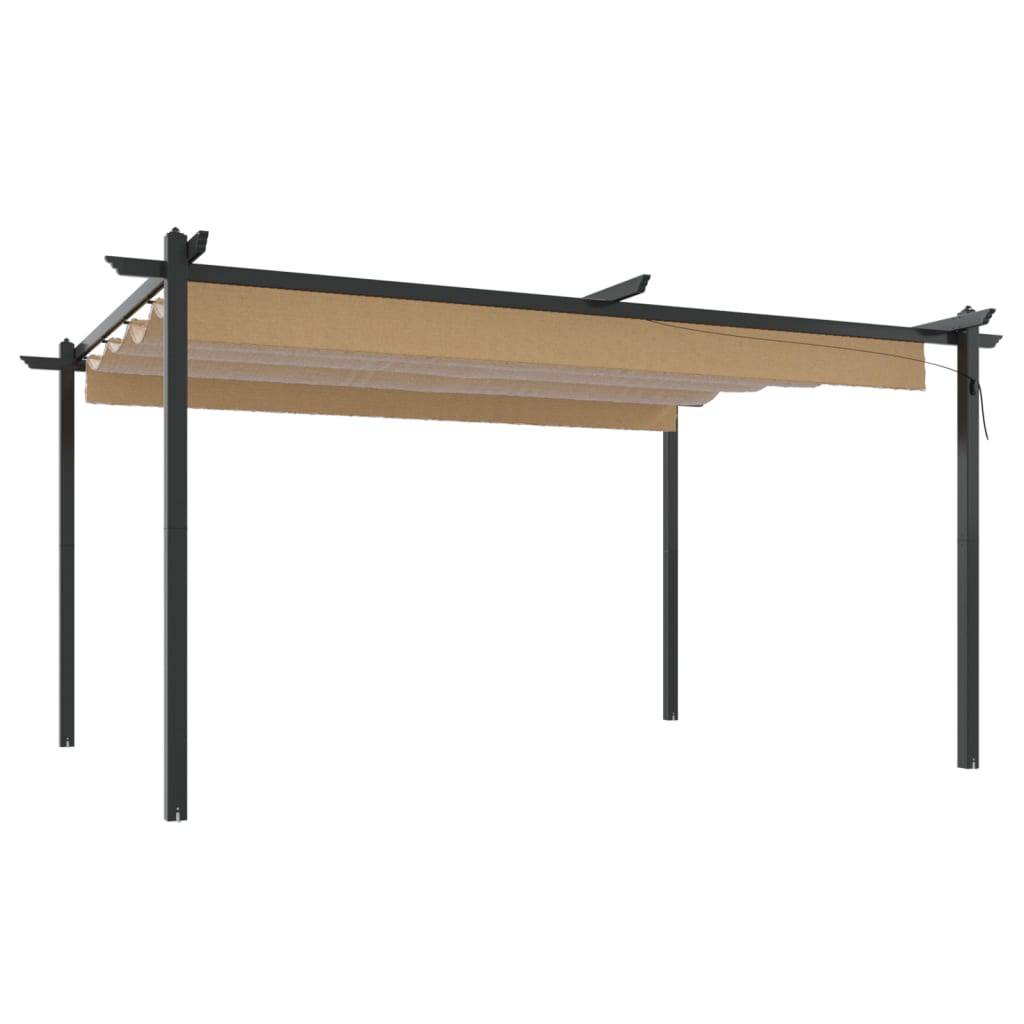 Pergola Acier avec Toit Ouvrant Rétractable Abri de Jardin Moderne Taupe 4x3 m – ComfortXL Outdoor Living - Image 2