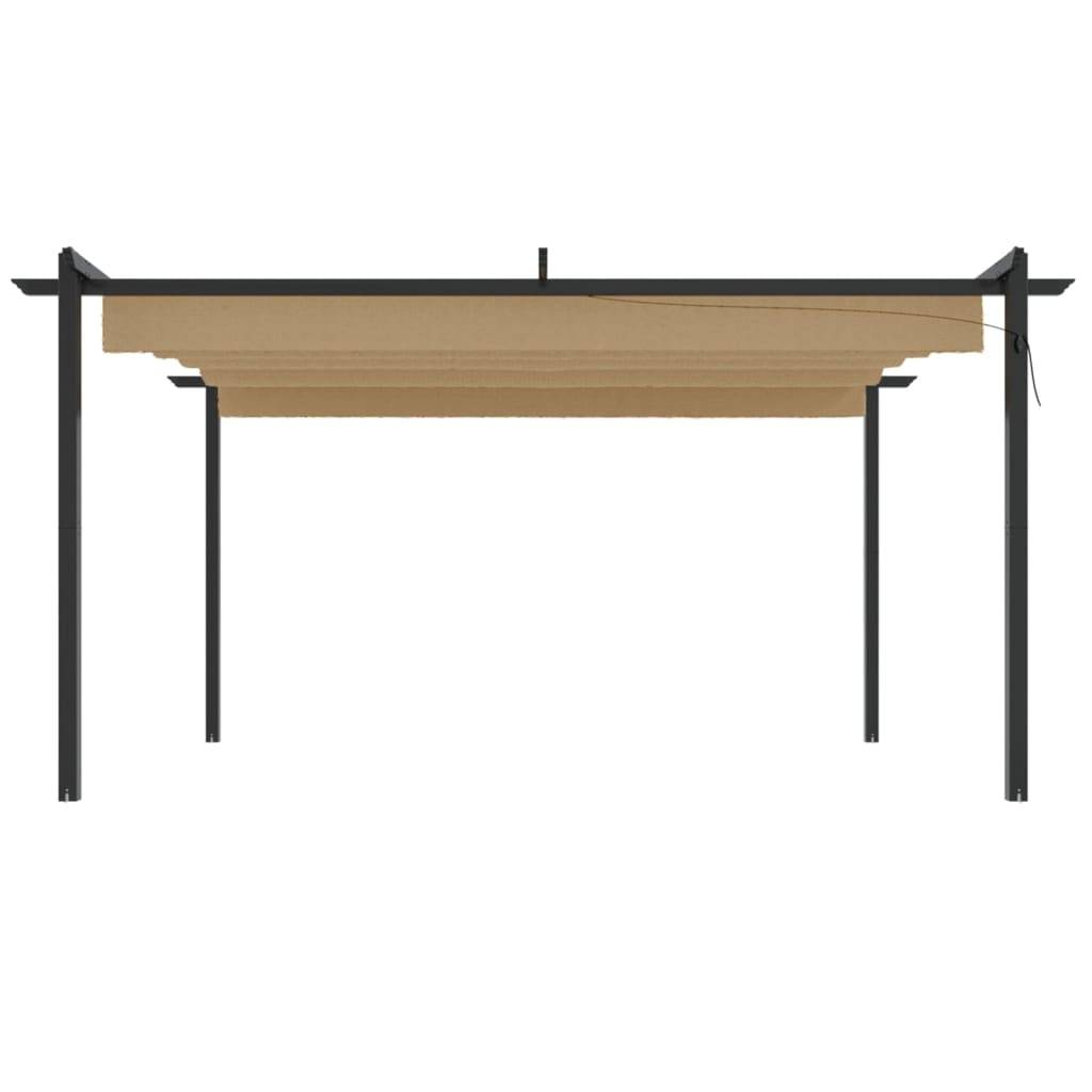 Pergola Acier avec Toit Ouvrant Rétractable Abri de Jardin Moderne Taupe 4x3 m – ComfortXL Outdoor Living - Image 4