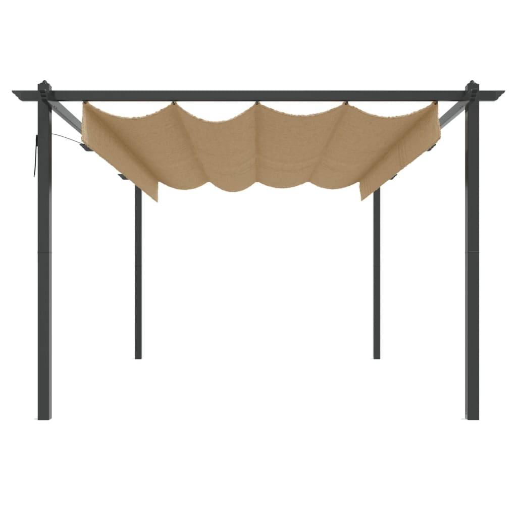 Pergola Acier avec Toit Ouvrant Rétractable Abri de Jardin Moderne Taupe 4x3 m – ComfortXL Outdoor Living - Image 3