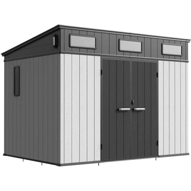 Abri de jardin 6m² en polypropylène gris avec plancher et toit incliné Jôbu Docker - Image 3