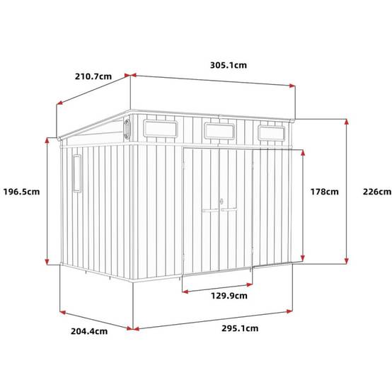 Abri de jardin 6m² en polypropylène gris avec plancher et toit incliné Jôbu Docker - Image 4