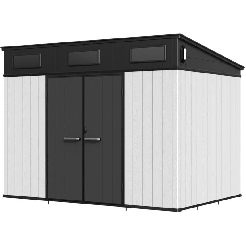 Abri de jardin 6m² en polypropylène gris avec plancher et toit incliné Jôbu Docker - Image 5