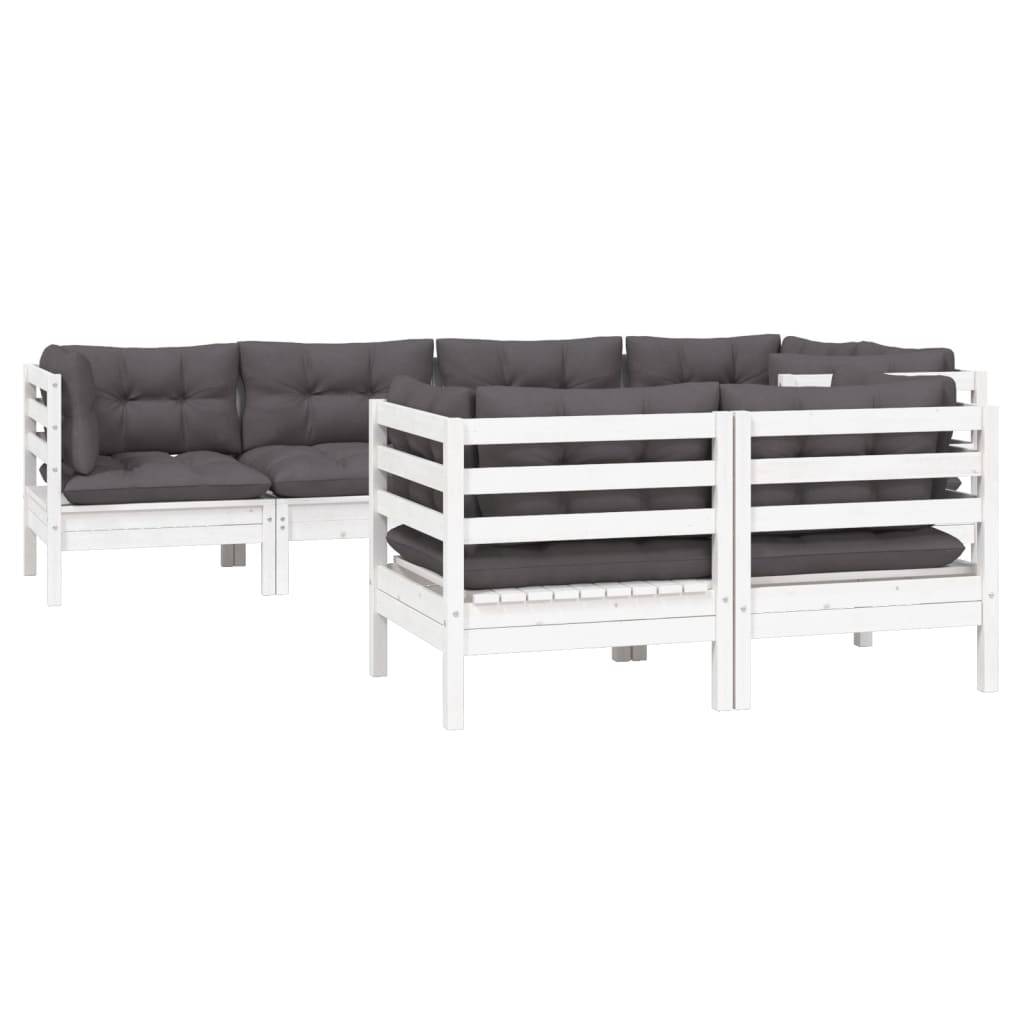 Prolenta Premium - Salon complet 7 places bois de pin et tissu (100 % polyester) blanc 63,5 x 63,5 x 62,5 cm - Prolen - Image 3