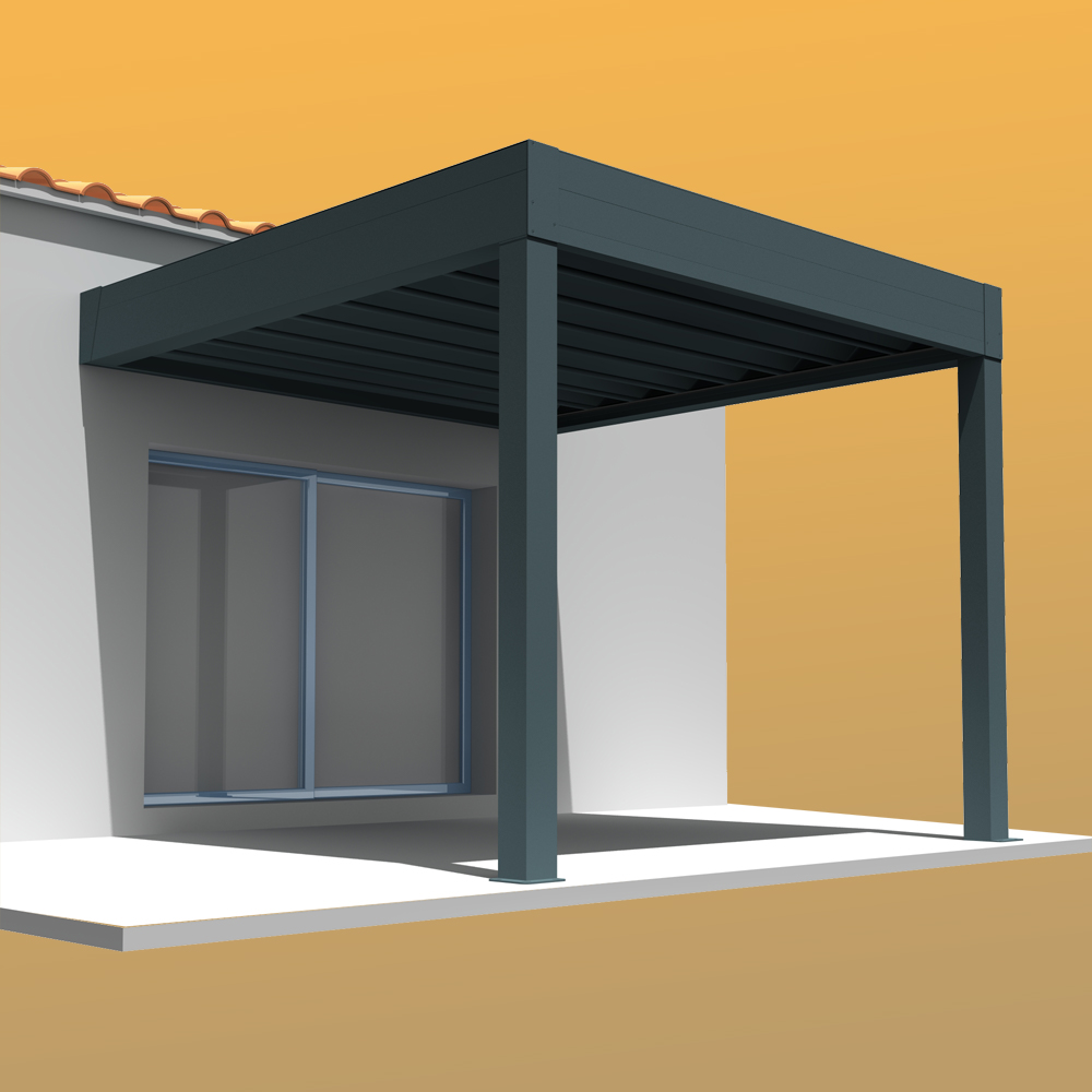 Intersun - Pergola rétractable HYLIA 5,00x5,213 M Motorisé à Télécommande (Gris Anthracite) - INTERSUN - Image 1