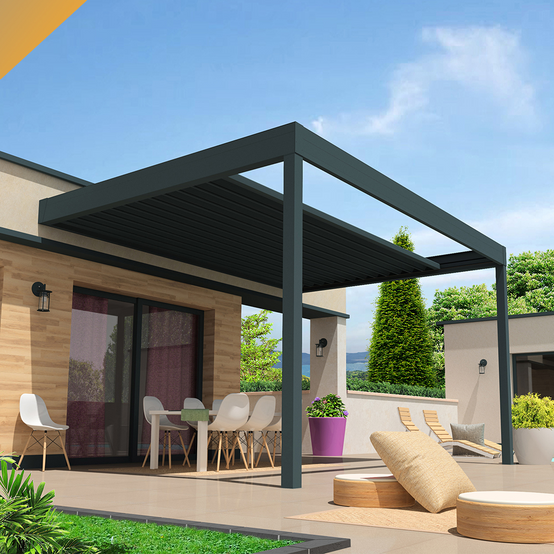 Intersun - Pergola rétractable HYLIA 5,00x5,213 M Motorisé à Télécommande (Gris Anthracite) - INTERSUN - Image 2