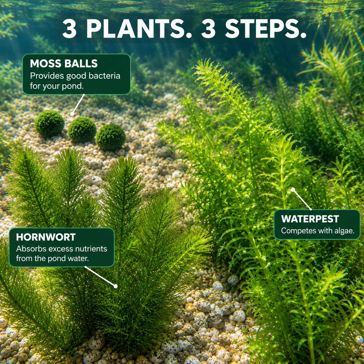 Kit plantes oxygénantes bassin 500-1.250 L - contre algues et eau verte - Image 3