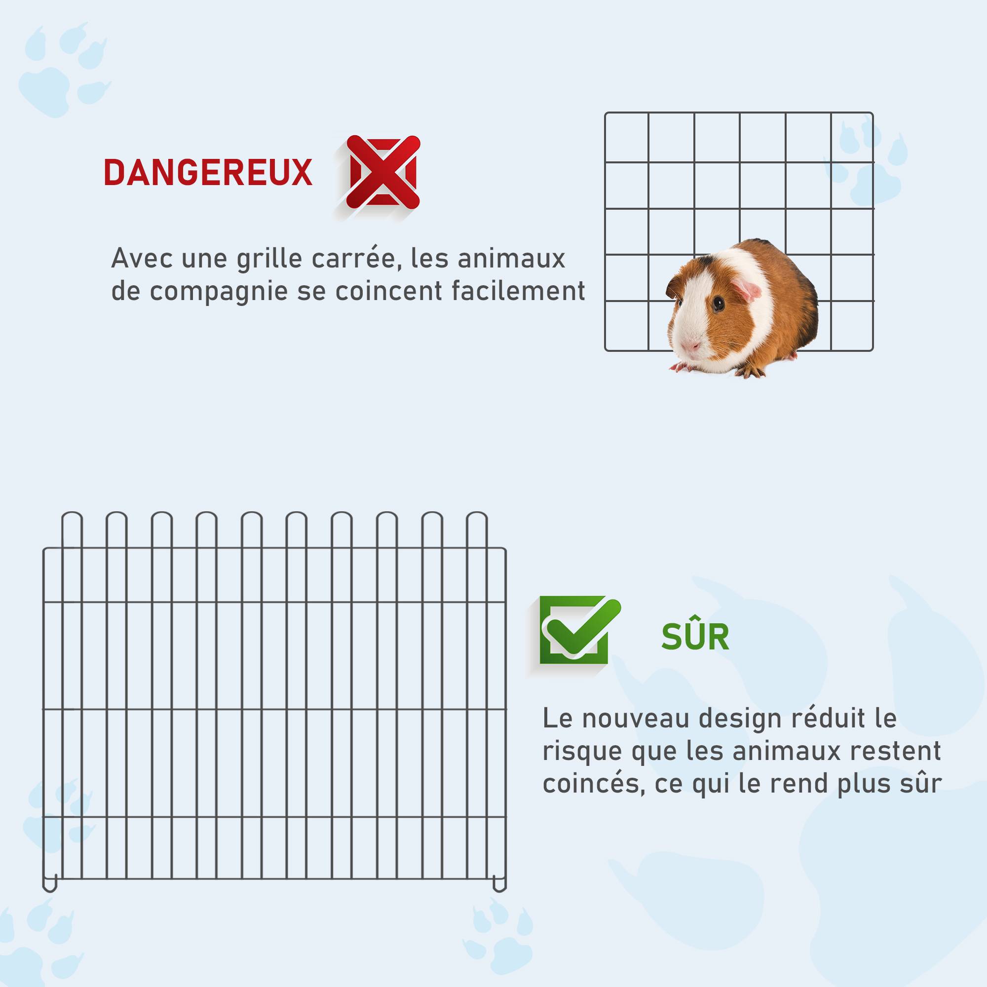 Parc enclos chiots animaux domestiques pour chiens lapins rongeurs petits animaux intérieur et extérieur diamètre 180 cm 8 panneaux 71 x 61 cm noir - Image 7